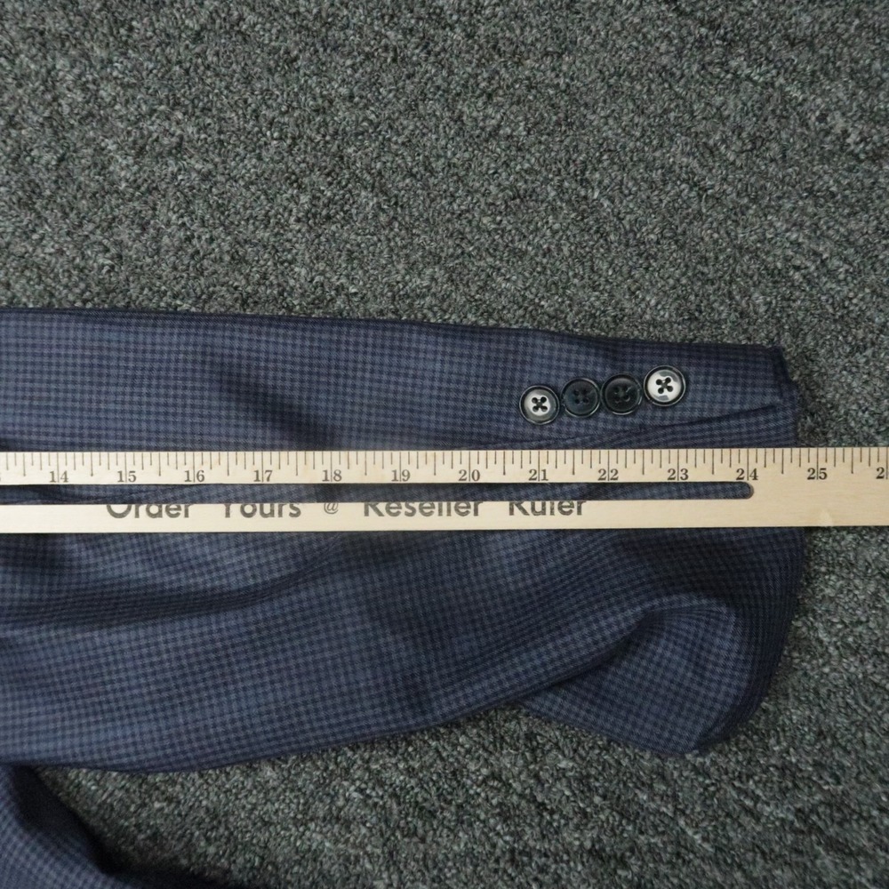 Peter Millar Blazer Men 50T Blue Wool Gingham‎ Double Vented Suit Jacket Coat * - Picture 14 of 16